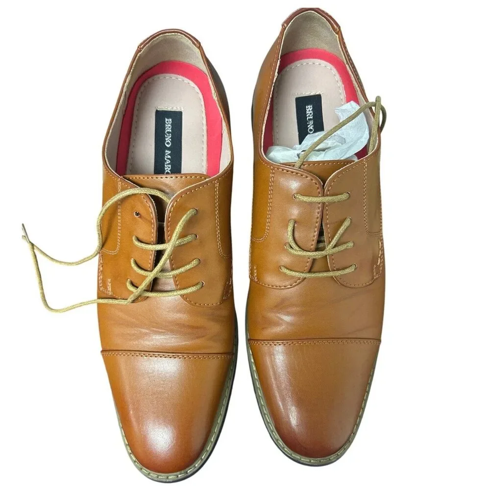 Bruno Mars Mens Size 11 Chestnut Brown Faux Leather Lace Up Oxford Formal Shoes